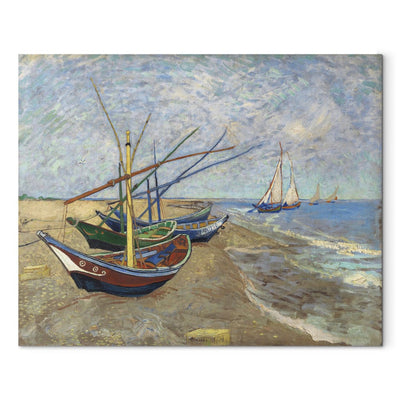 Gleznas reprodukcija (Vinsents van Gogs) - Zvejas laivas Saintes Maries de la Mer pludmalē G ART