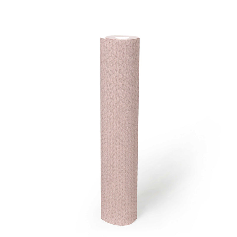 Glitter tapetes ar vieglu rombveida struktūru - rozā krāsā 1320513 AS Creation