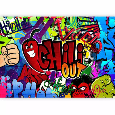 Graffiti Wall Murals with colored inscriptions in English and chili g-art