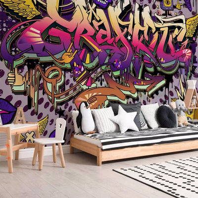 Wall Murals Young people with graffiti - Hey!, 60753 G -Art