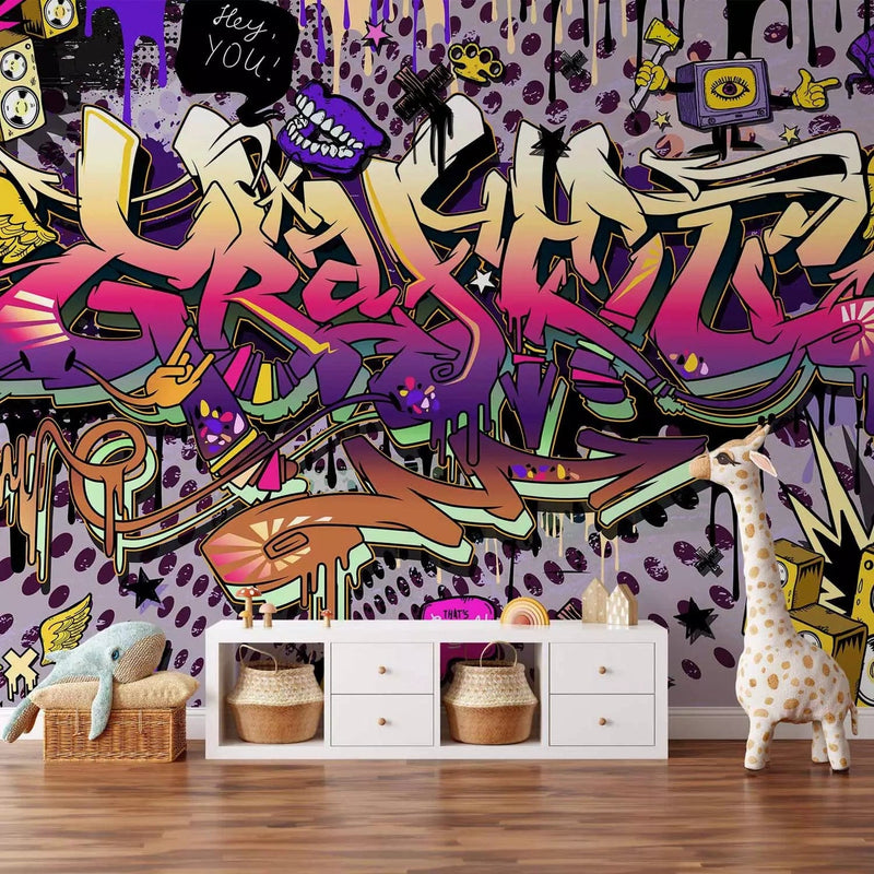 Wall Murals Young people with graffiti - Hey!, 60753 G -Art