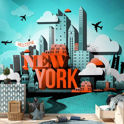 Graffiti Wall Murals with New York and car motif, 60775g-art