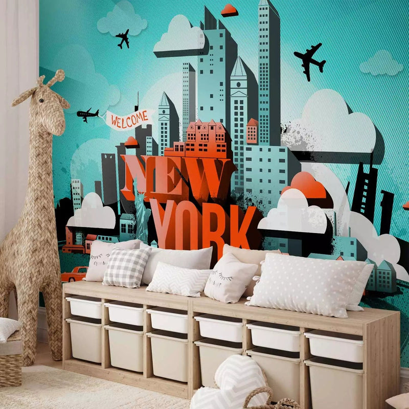 Graffiti Wall Murals with New York and car motif, 60775g-art