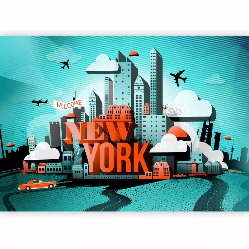 Graffiti Wall Murals with New York and car motif, 60775g-art