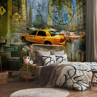 Wall Murals With New York Taxi and City Landscape - New York Infinity G -Art