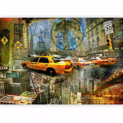 Wall Murals With New York Taxi and City Landscape - New York Infinity G -Art