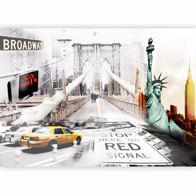 Beautiful Wall Murals With New York Street and Freedom Statue, 60689 G-Art