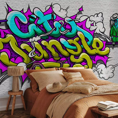 Graffiti Wall Murals - Street Art with text and parrot, 60760 G-art