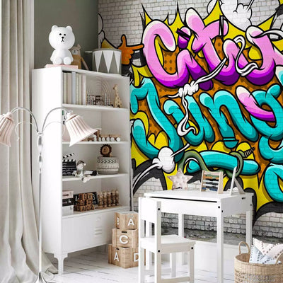 Graffiti Wall Murals - street art with large text and parrot, 60761 G-art