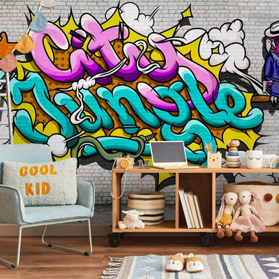 Graffiti Wall Murals - street art with large text and parrot, 60761 G-art