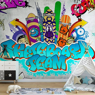 Wall Murals with graffiti youth with skateboarding theme, 60610g-art