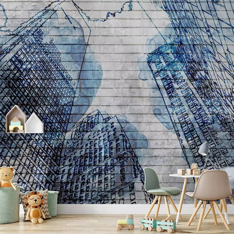 Graffiti Wall Murals With New York Architecture and Ink effect, 60759 G-Art