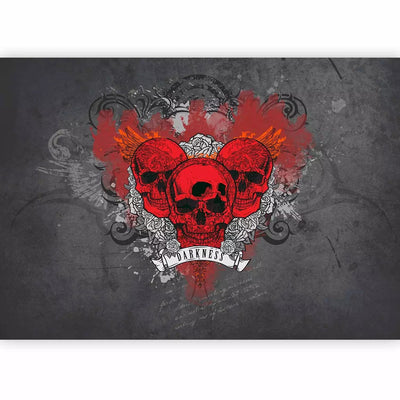 Wall Murals with red skulls and inscription on gray, 60619 g-art