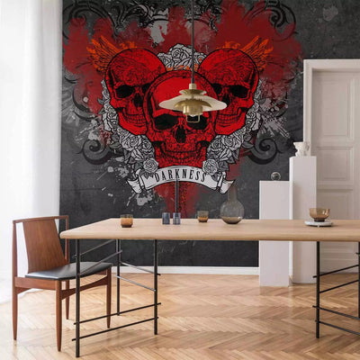 Wall Murals with red skulls and inscription on gray, 60619 g-art