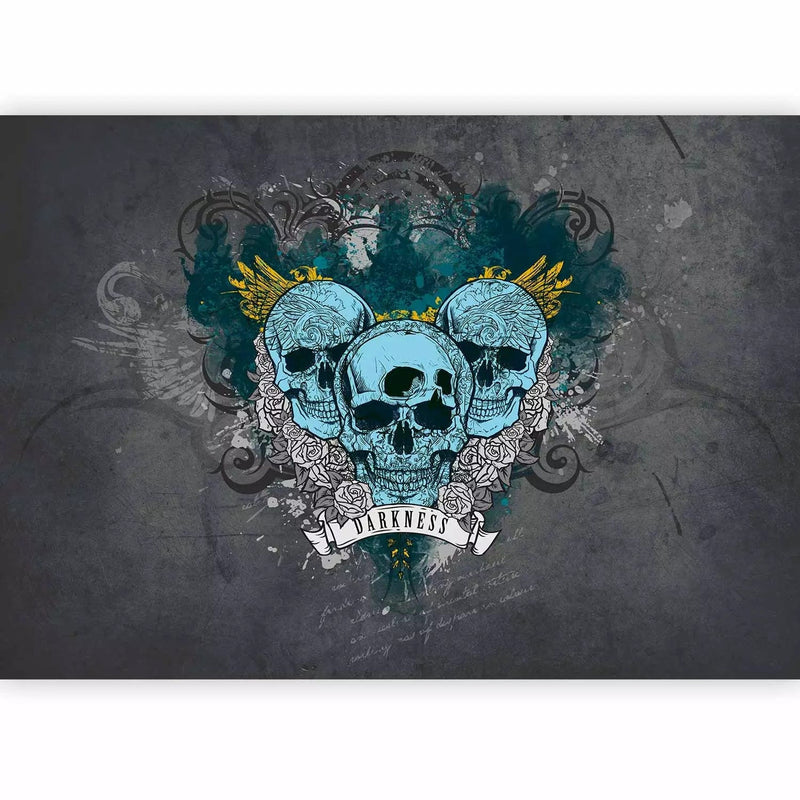 Wall Murals with graffiti - skull blue - Dark III, 60611g -art