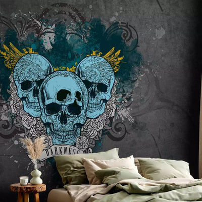 Wall Murals with graffiti - skull blue - Dark III, 60611g -art