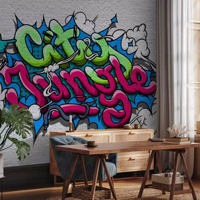 Graffiti Wall Murals - street art with large text and parrot, 60765 g-art