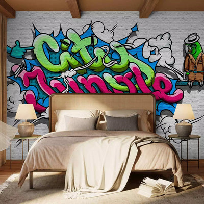 Graffiti Wall Murals - street art with large text and parrot, 60765 g-art