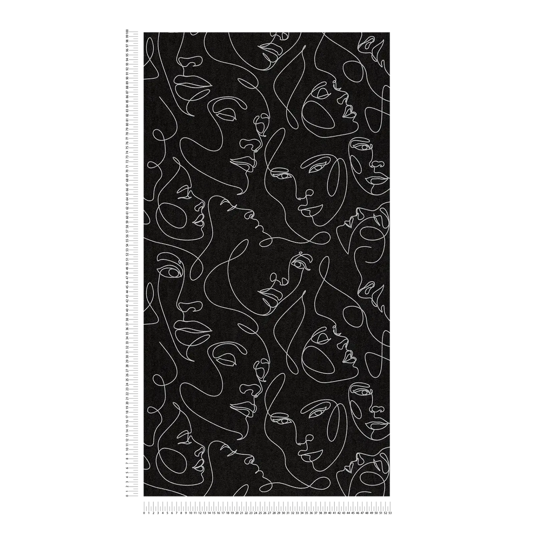 Grafikas ar abstraktām sejām tapetes - melna - 3012253 AS Creation