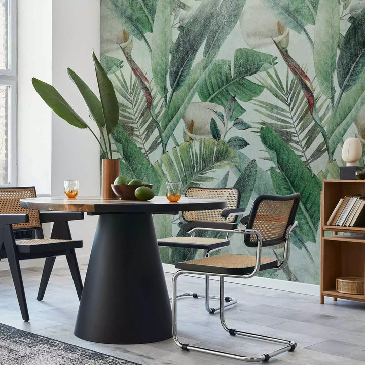 Fototapetes - Kompozīcija ar džungļu lapām un ziediem, 142310