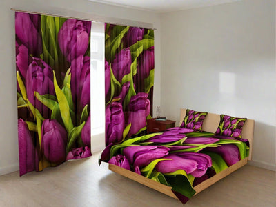 Bedspread - Purple tulips Digital Textile