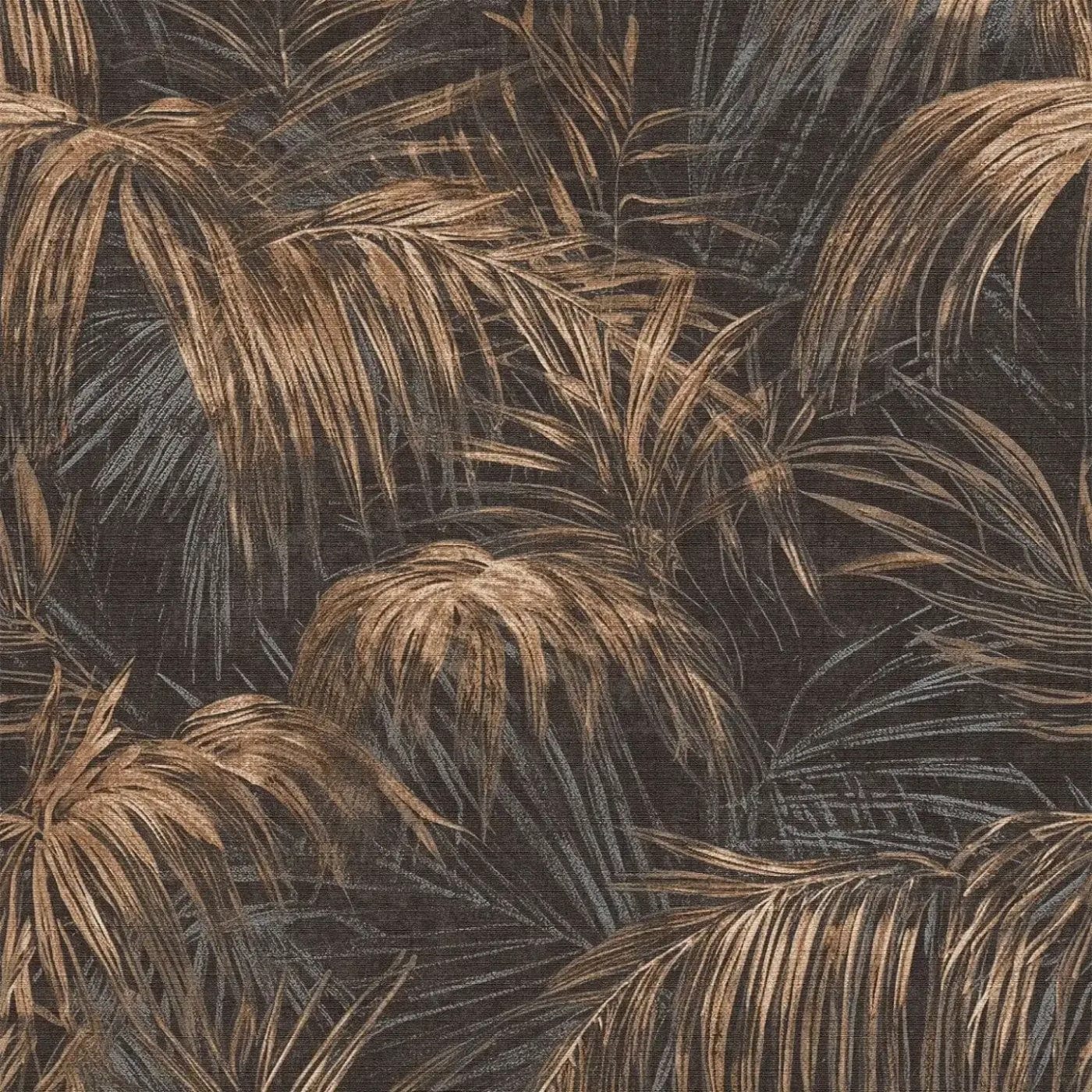Izteiksmīgas neaustas tapetes ar palmu motīvu melnā/brūnā, 1414704 AS Creation