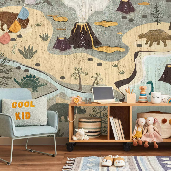 Fototapetai - Juros periodo pasaulis - dinozaurai žemėlapyje, 149205