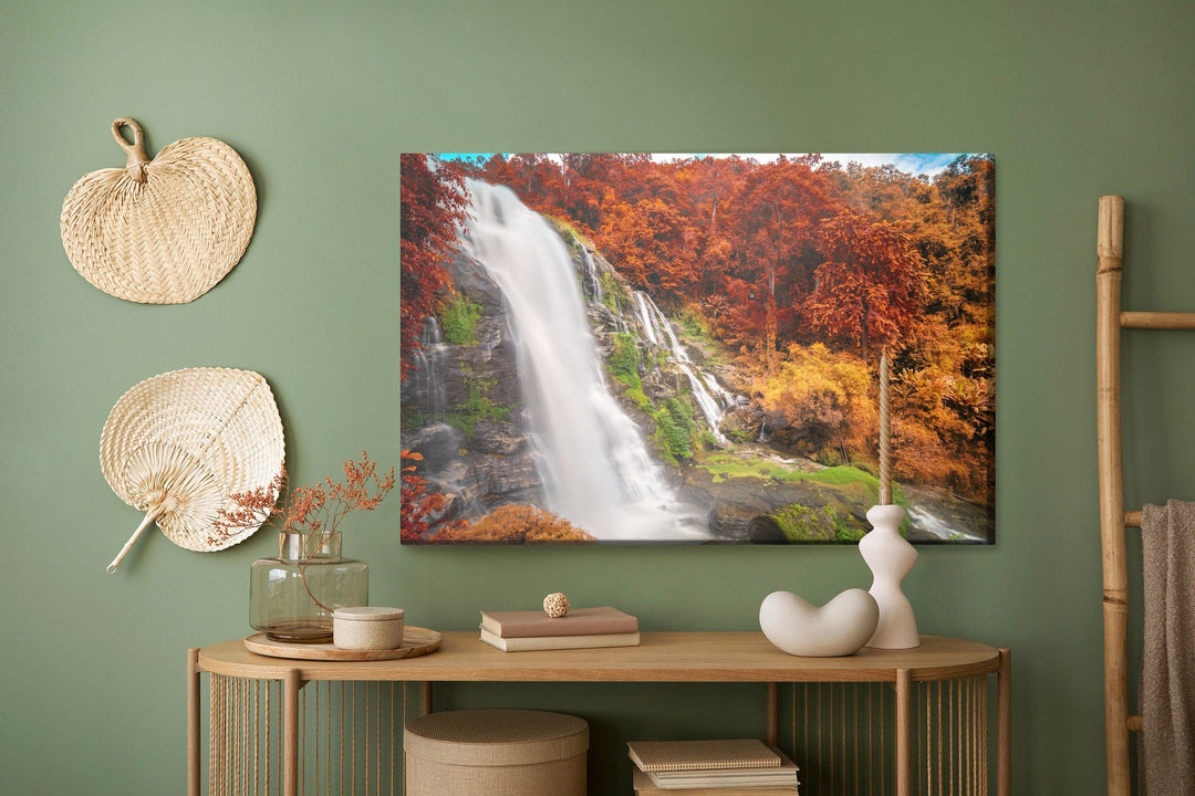 Kanva - 3D skats uz ūdenskritumu rudens mežā, N-1561 X-ART