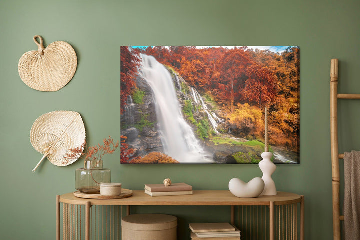 Kanva - 3D skats uz ūdenskritumu rudens mežā, N-1561 X-ART
