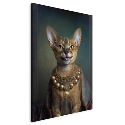 Glezna - Abesīnijas kaķa portrets ar zelta kaklarotu, 150222 Tapetenshop.lv