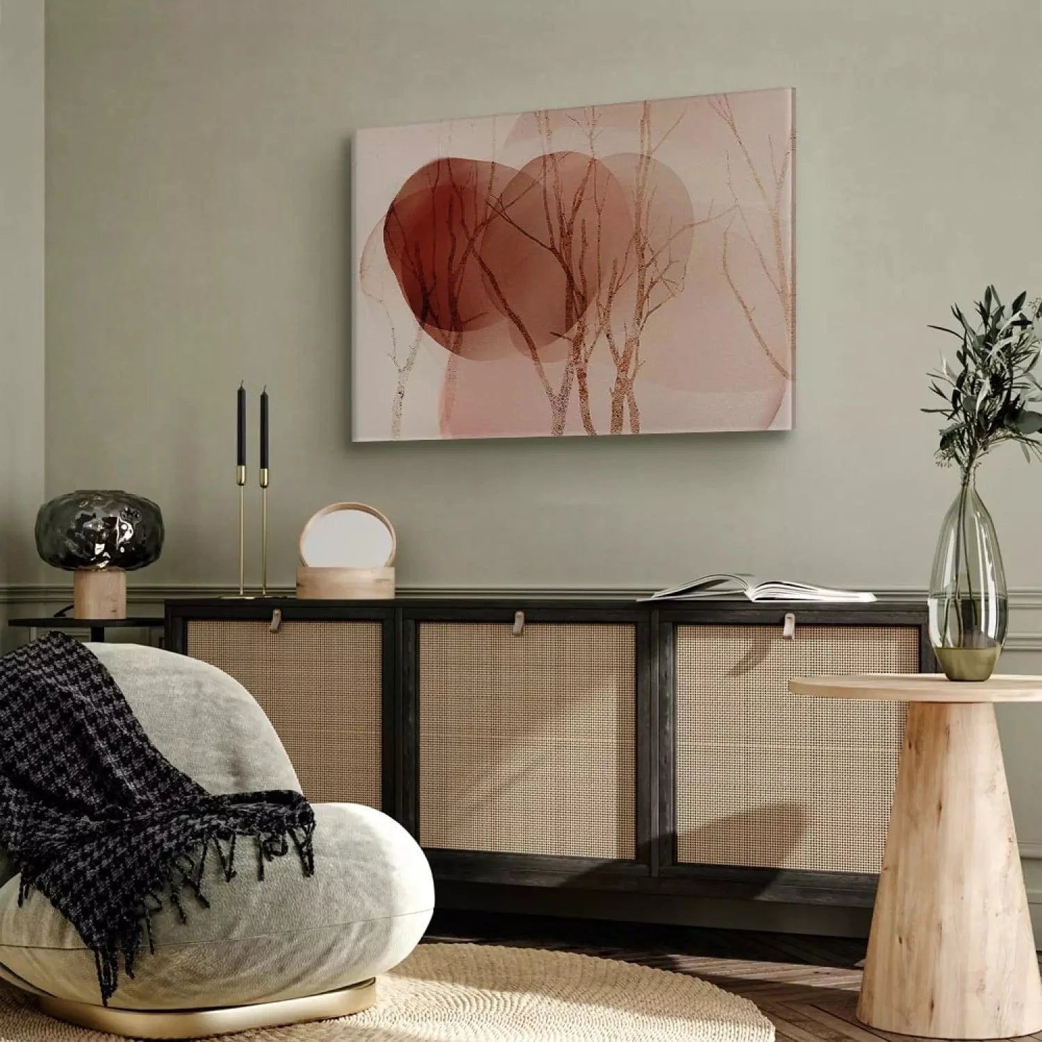 Glezna - ar abstrakciju - koku stumbri uz mākoņiem (x 1), 135419 G-ART