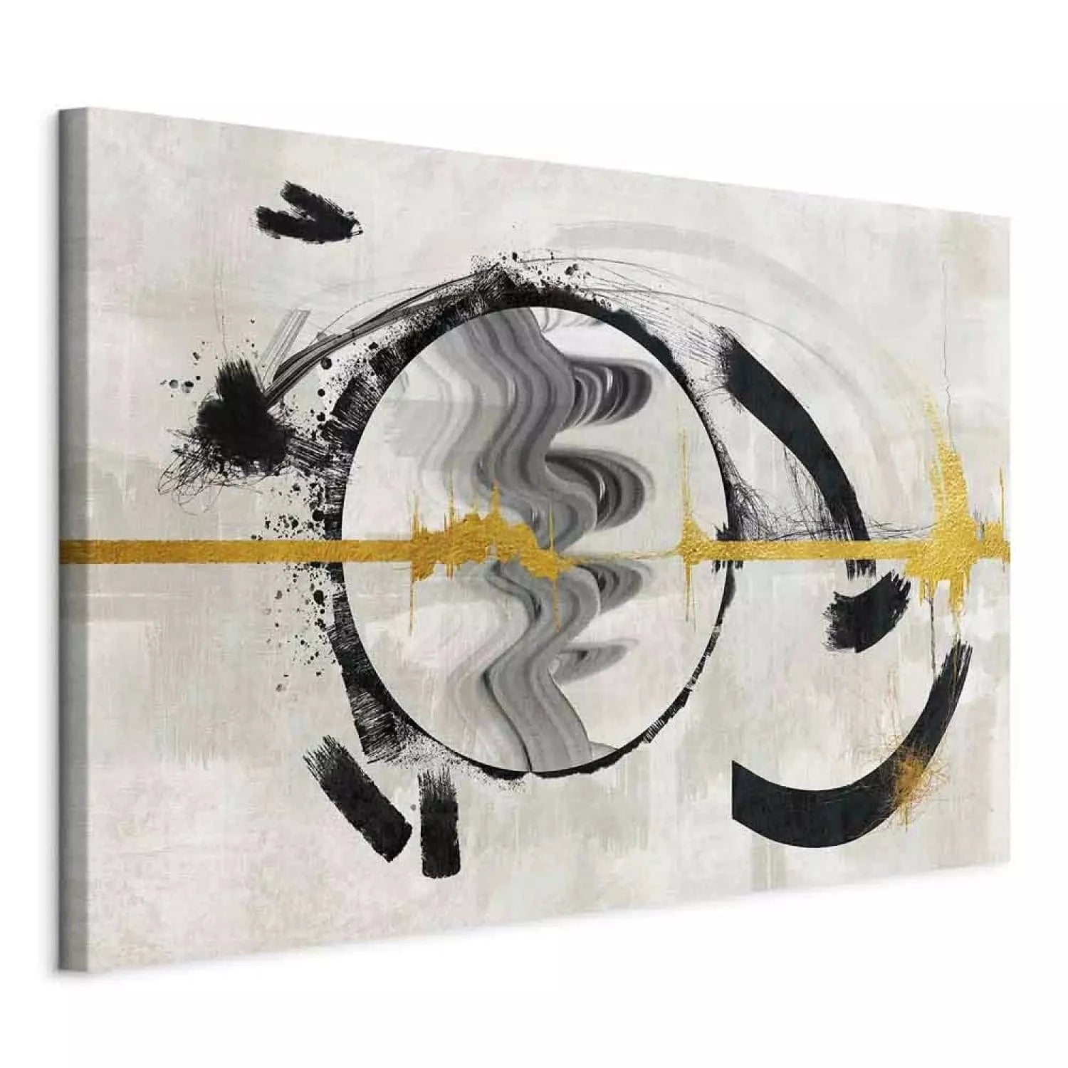 Glezna ar melnu sfēru un zelta līnijām (1 daļa), horizontāla G-ART