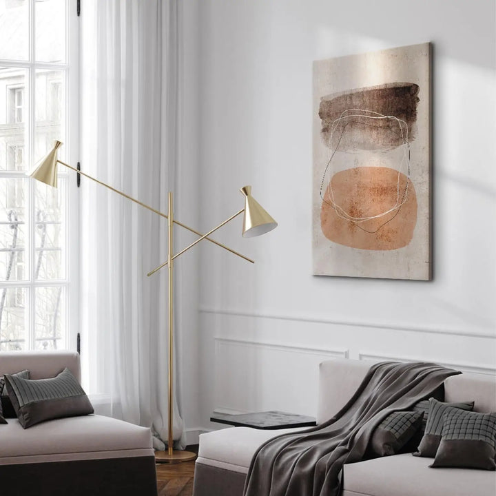 Kanva - abstrakcija boho stilā - Vibrējoši skaitļi, 131757, brūnā krāsā ART XL