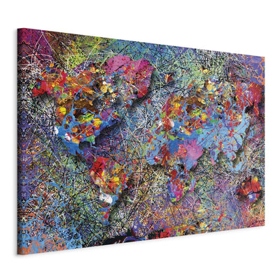 Glezna – abstrakta pasaules karte - Džeksona Polloka iedvesma, 92599 G-ART.