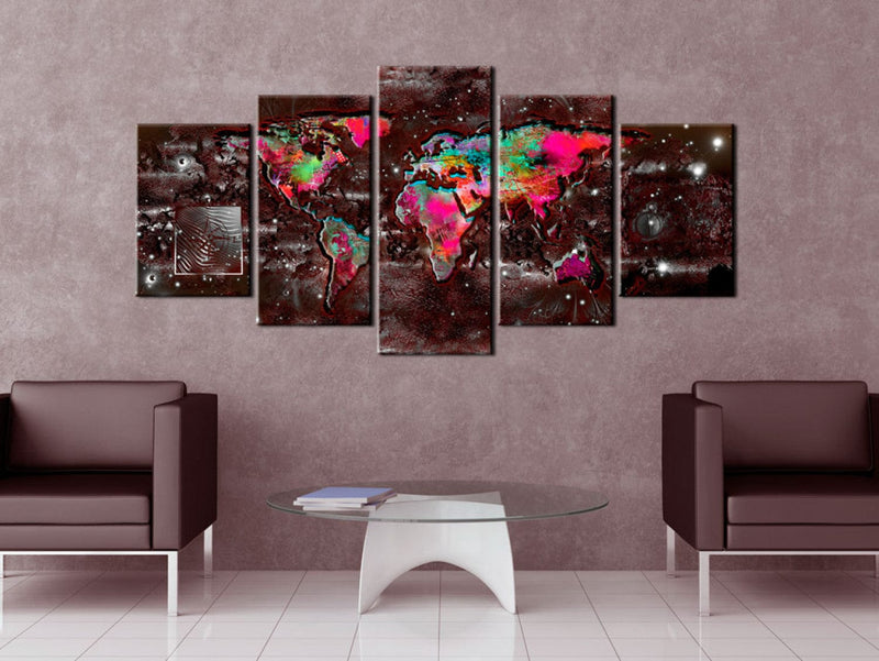 Kanva – abstrakta pasaules karte - Krāsaina ekstravagance, (x5), 93017 G-ART.