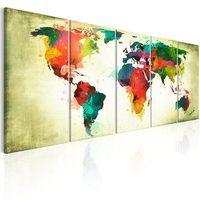 Kanva – abstrakta pasaules karte uz zaļa fona, 105170 G-ART.