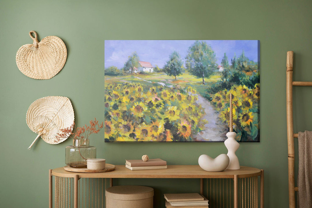 Kanva - Ainava ar saulespuķēm, it kā gleznota, N-1656 X-ART