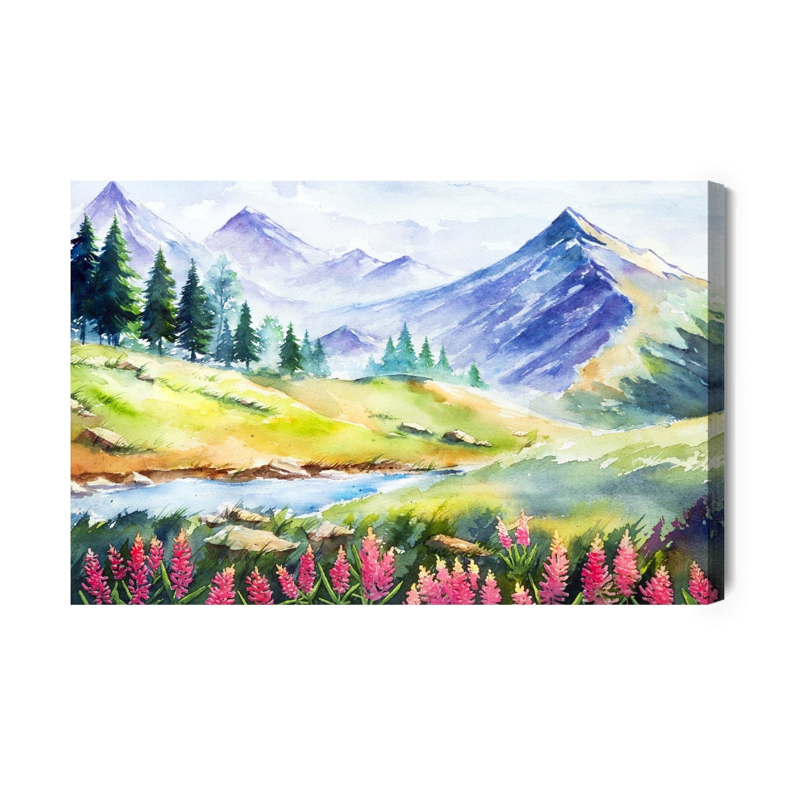 Kanva - Akvareļa gleznota kalnu ainava, N-1051 X-ART