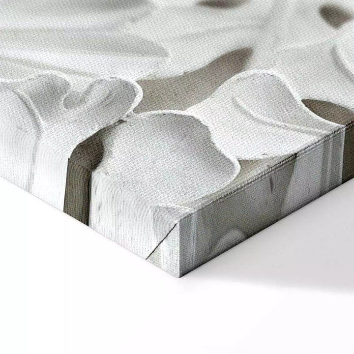 Glezna Abstrakts Raksts – Balti Ģipša Ziedi (3D Efekts) ART XL