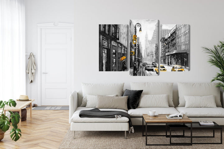 Kanva: ASV pilsētas iela, ūdenskrāsu tehnika X-ART