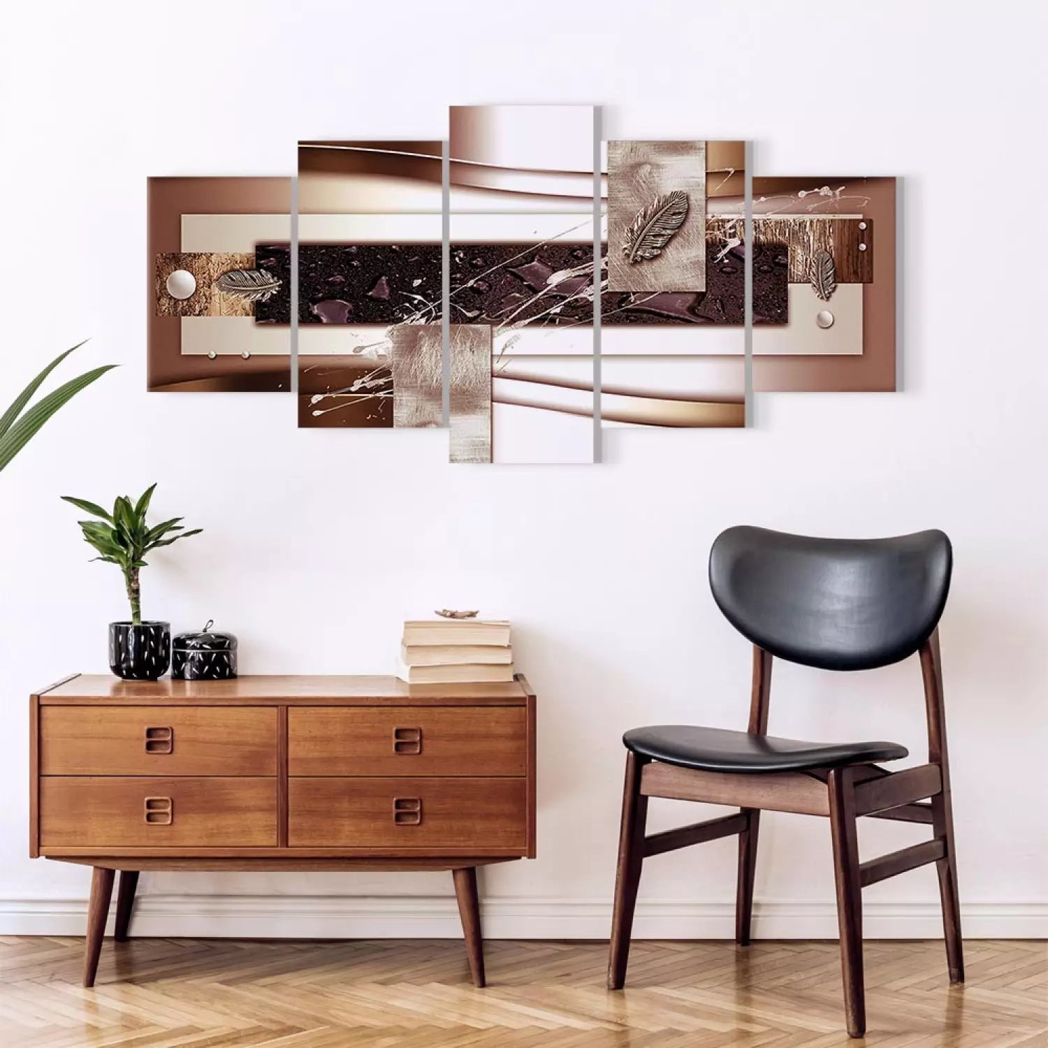 Kanva ar abstrakciju - Simetrijas elegance, brunā krāsā ART XL