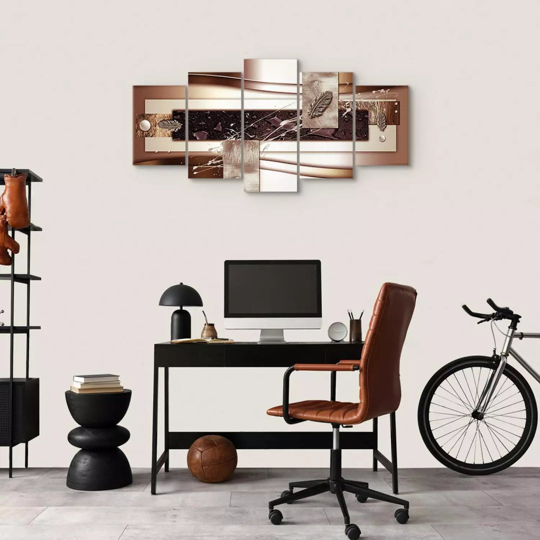 Kanva ar abstrakciju - Simetrijas elegance, brunā krāsā ART XL