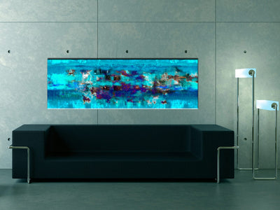 Kanva ar abstrakciju zilā krāsā - Abstrakts okeāns (x1) G-ART.