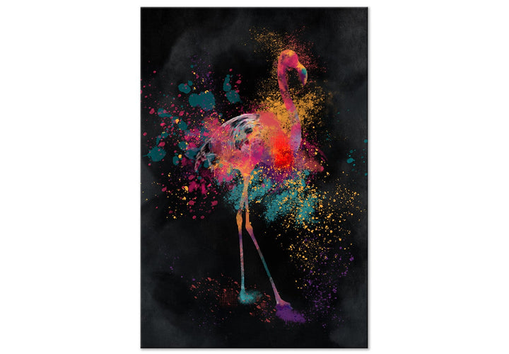 Glezna - ar abstrakta flamingo uz melna fona, 130439, (x 1) G-ART.