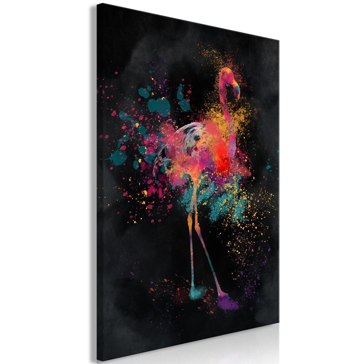 Glezna - ar abstrakta flamingo uz melna fona, 130439, (x 1) G-ART.