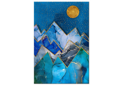 Kanva ar abstrakta kalniem zilā krāsā ar zelta līnijām, 129414 G-ART.