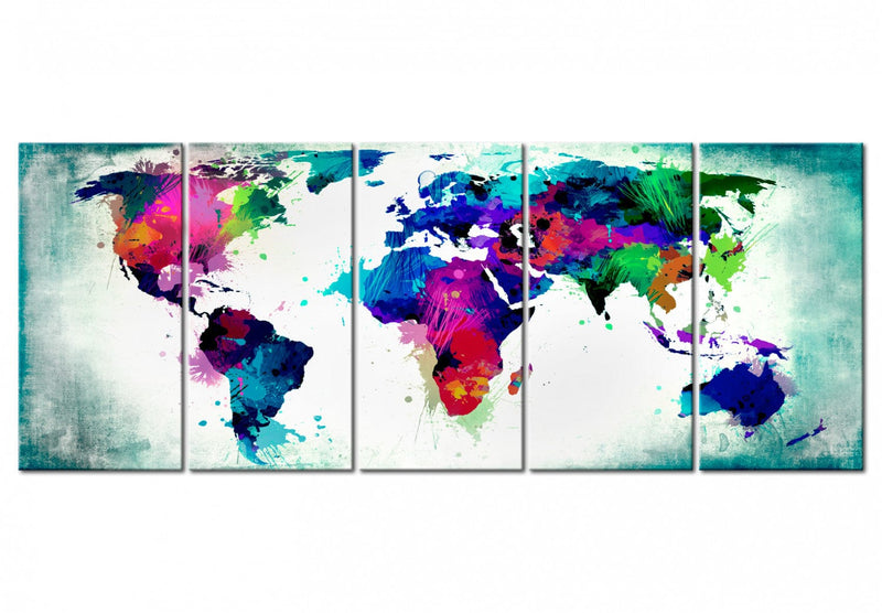 Kanva ar abstrakta pasaules karti - Krāsains haoss, (x5), 105173 G-ART
