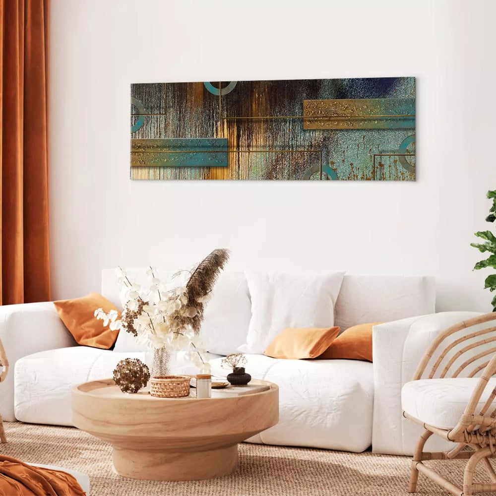 Glezna "Mākslinieciskā Variācija" – Tirkīza Abstrakcija ART XL