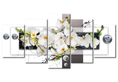 Canvas-taulut valkoisilla orkideoilla - Mekaaninen orkidea, (x5), 92734 G-ART.