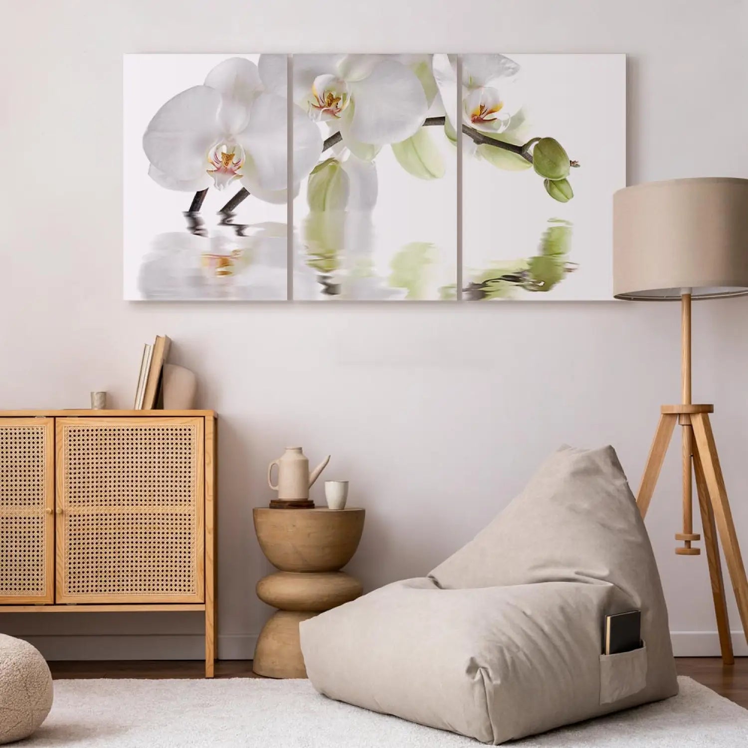 Kanva ar baltām orhidejām uz balta fona - Brīnišķīgā orhideja ART XL